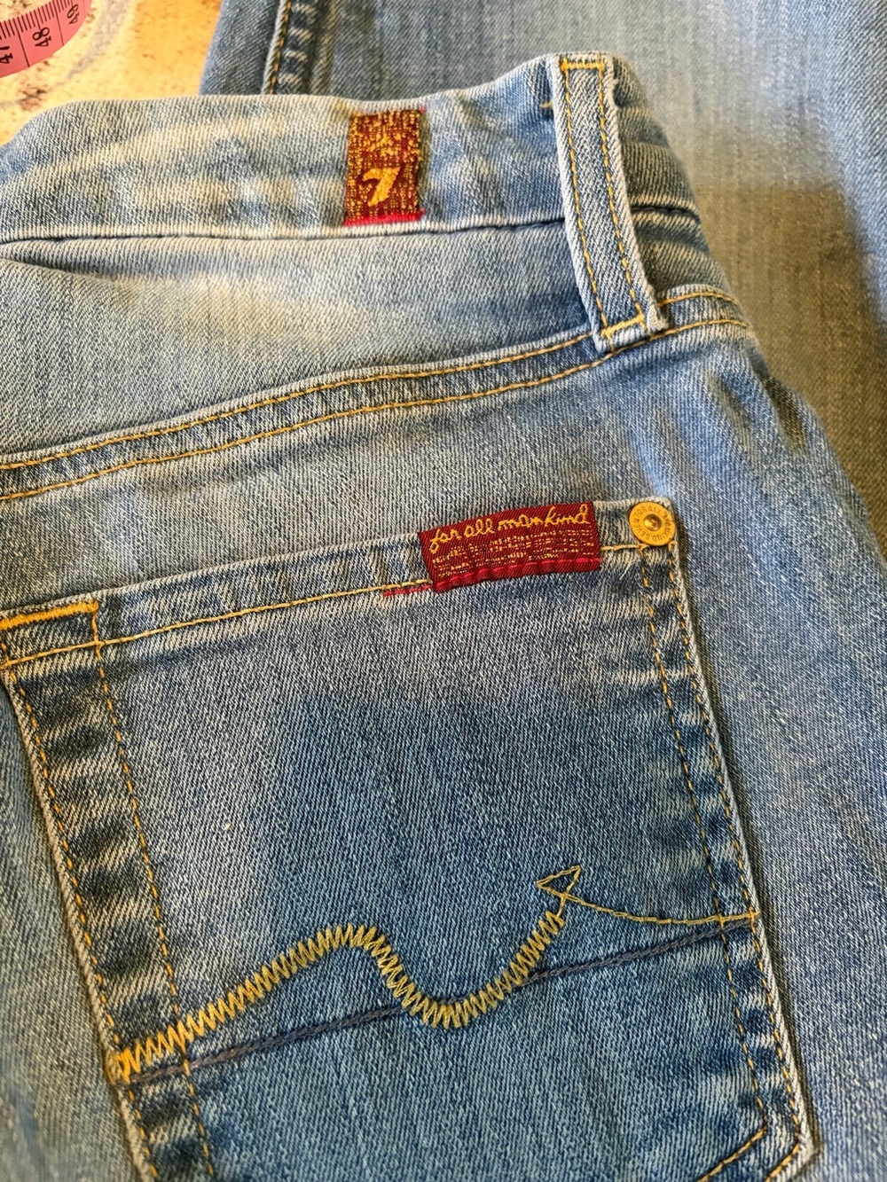 7 For All Mankind Skinny Jeans Womens 25 Medium Wash Stretch Denim Mid Rise - Picture 7 of 8